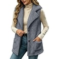thumbnail image 1 of LUVDA Fleece Lapel Vest for Women - Button Up Sleeveless Warm Jacket with Pockets for Casual Outdoor Fall Winter Layering, 1 of 7