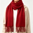 thumbnail image 1 of LUVDA Knit Scarf Wrap for Women Solid Long Fringe Warm Casual Fall Winter, 1 of 5