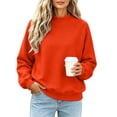 thumbnail image 1 of LUVDA Mock Neck Oversized Drop Shoulder Sweatshirt for Women Brushed Cotton Loose Fall Pullover, 1 of 8