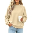 thumbnail image 1 of LUVDA Mock Neck Oversized Drop Shoulder Sweatshirt for Women Brushed Cotton Loose Fall Pullover, 1 of 8