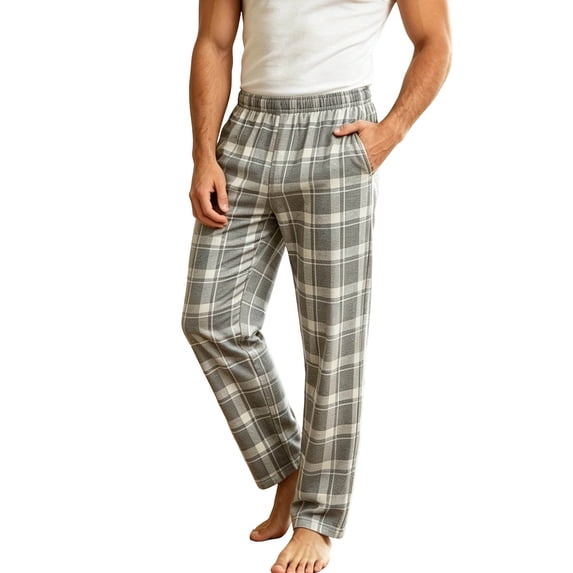 LUVDA Plaid Flannel Pajama Pants for Men Soft Stretch with Pockets Lightweight Loungewear Casual Comfy Pj Pants