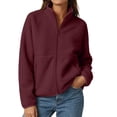 thumbnail image 1 of LUVDA Polar Fleece Zip Jacket for Women Raglan Sleeve High Neck Warm Winter Layer Top, 1 of 8