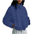 thumbnail image 1 of LUVDA Polka Dot Jacket for Women Long Sleeve Stand Collar Zip Up Casual for Winter, 1 of 8