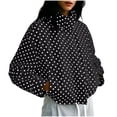 thumbnail image 1 of LUVDA Polka Dot Jacket for Women Long Sleeve Stand Collar Zip Up Casual for Winter, 1 of 8