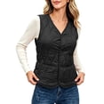 thumbnail image 1 of LUVDA Quilted V-Neck Vest for Women - Lightweight Sleeveless Warm Jacket with Pockets and Snap Buttons for Casual Fall Winter Layering, 1 of 6