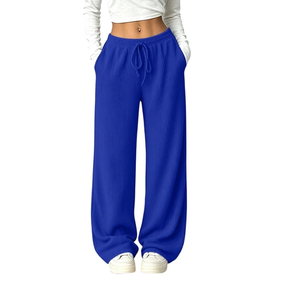 LUVDA Soft Ribbed Knit Relaxed Fit Pants for Women Fall Winter Gentle Casual Comfort