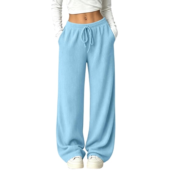 LUVDA Soft Ribbed Knit Relaxed Fit Pants for Women Fall Winter Gentle Casual Comfort