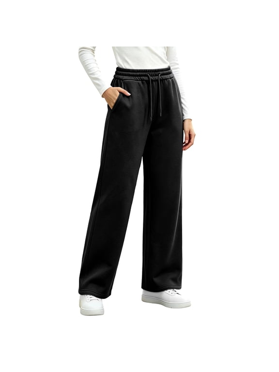 Straight Leg Athletic Fleece Pants for Women Fall Winter Athleisure Daily Active