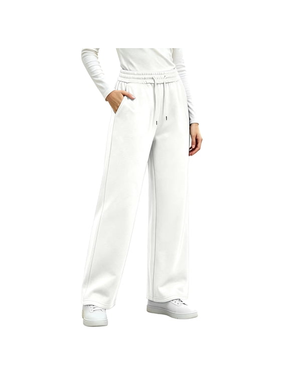Straight Leg Athletic Fleece Pants for Women Fall Winter Athleisure Daily Active