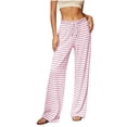 thumbnail image 1 of LUVDA Striped Pajama Pants for Women Silky Smooth Soft Stretch Casual Wide Leg Loungewear Pants with Drawstring & Pockets, 1 of 6