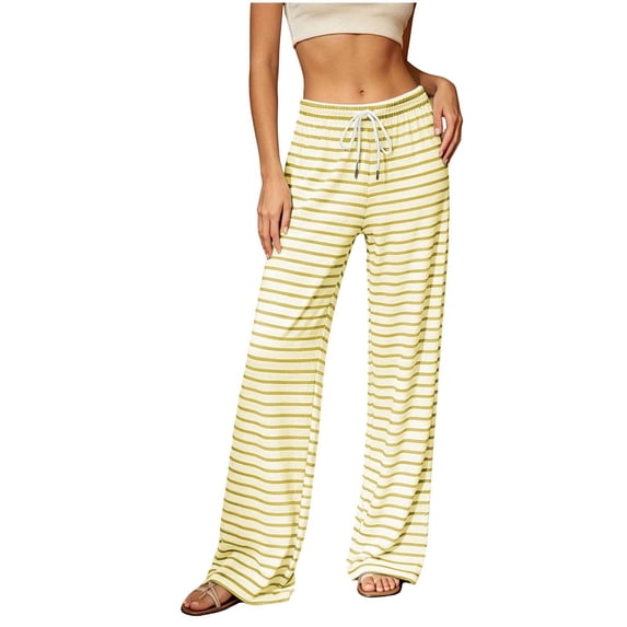 LUVDA Striped Pajama Pants for Women Silky Smooth Soft Stretch Casual Wide Leg Loungewear Pants with Drawstring & Pockets