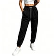 thumbnail image 1 of LUVDA Waffle Knit Joggers for Women Drawstring Waist Tapered Casual Pants for Fall Winter, 1 of 6