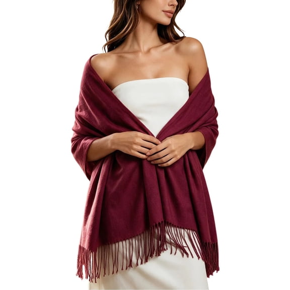 LUVDA Warm Pashmina Shawl for Women Solid Fringe Wrap Cozy for Fall Winter