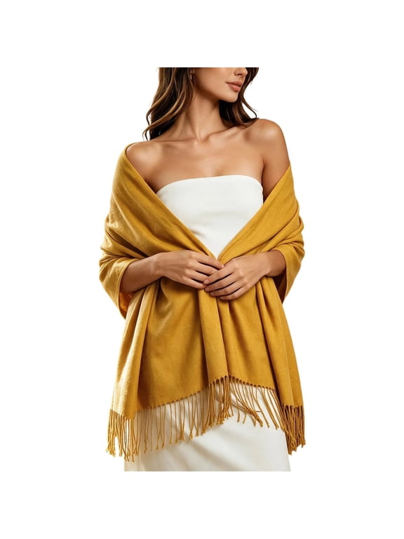 Warm Pashmina Shawl for Women Solid Fringe Wrap Cozy for Fall Winter