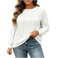 thumbnail image 1 of LUVDA Women's Cable Knit Pullover Sweater Crew Neck Loose Fit Long Sleeve Fall Winter Top, 1 of 6