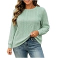 thumbnail image 1 of LUVDA Women's Cable Knit Pullover Sweater Crew Neck Loose Fit Long Sleeve Fall Winter Top, 1 of 6