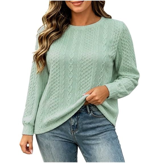 LUVDA Women's Cable Knit Pullover Sweater Crew Neck Loose Fit Long Sleeve Fall Winter Top