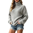 thumbnail image 1 of LUVDA Women's Chunky Ribbed Sweaters Long Sleeve Pullover Turtleneck Loose for Winter, 1 of 7