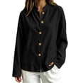thumbnail image 1 of LUVDA Women's Corduroy Button Cardigan Fall Winter Band Collar Patch Pocket Shacket, 1 of 6