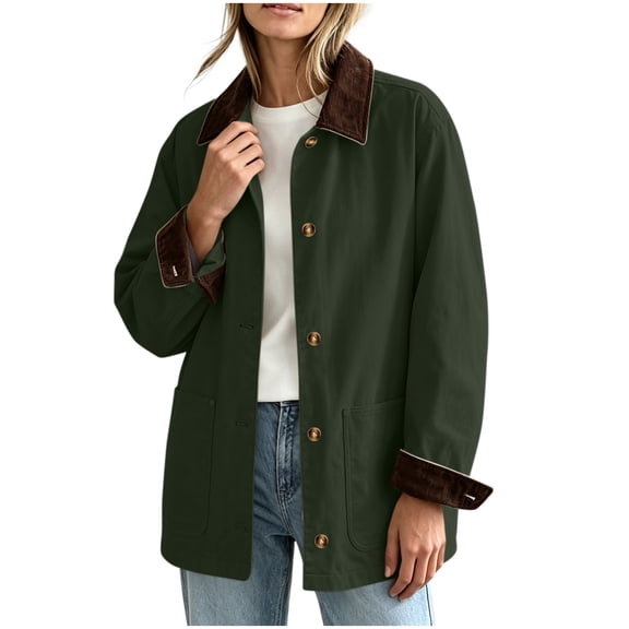 LUVDA Women's Corduroy Long Sleeve Lapel Longline Coat Loose for Fall Winter