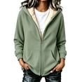 thumbnail image 1 of LUVDA Women's Fleece Lined Zip Up Hoodie Sherpa Warm Drawstring Pocket Winter Jacket, 1 of 5