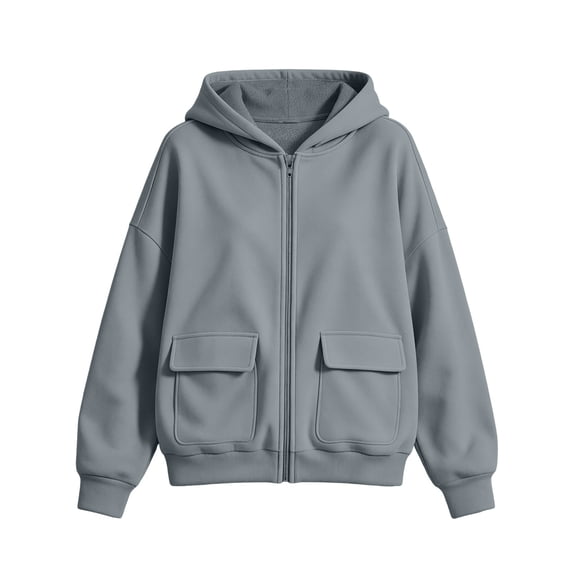 LUVDA Women's Full Zip Hoodie Jacket Long Sleeve Utility Pocket Casual Fall Sweatshirt Outerwear