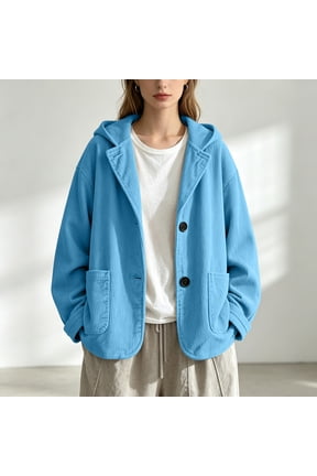 Women's Hooded Corduroy Jacket Soft Lightweight Loose Fit for Fall Winter Casual