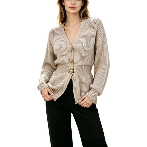 LUVDA Women's Knit Long Sleeve Cardigan V Neck Button Front Casual Fall Winter