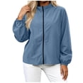 thumbnail image 1 of LUVDA Women's Lightweight Windbreaker Zip Jacket Elastic Cuff Stand Collar Spring Outerwear, 1 of 5