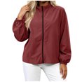 thumbnail image 1 of LUVDA Women's Lightweight Windbreaker Zip Jacket Elastic Cuff Stand Collar Spring Outerwear, 1 of 5