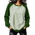 thumbnail image 1 of LUVDA Women's Raglan Stripe Crew Neck Sweatshirt Contrasting Sleeves Relaxed Fit Fall Pullover, 1 of 6