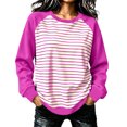 thumbnail image 1 of LUVDA Women's Raglan Stripe Crew Neck Sweatshirt Contrasting Sleeves Relaxed Fit Fall Pullover, 1 of 6