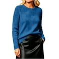 thumbnail image 1 of LUVDA Women's Ribbed Knit Sweater Long Sleeve Crew Neck Pullover Casual Fall Top, 1 of 8