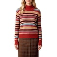 thumbnail image 1 of LUVDA Women's Striped Knit Sweaters Long Sleeve Turtleneck Pullover Casual for Fall Winter, 1 of 4