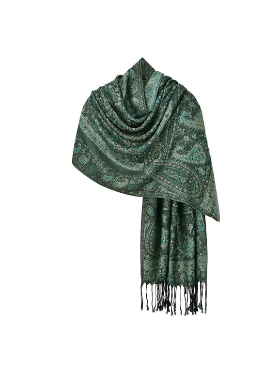 Women's Woven Paisley Shawl Wrap Tassel Cozy for Fall Winter