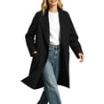 thumbnail image 1 of LUVDA Wool Blend Long Coat for Women Open Front Notch Lapel Duster with Patch Pockets Fully Lined Fall Winter Overcoat, 1 of 8