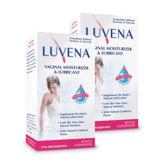 Luvena Moisturizer - Vaginal Moisturizer & Menopause Support for Women - Feminine Intimate Dryness, Redness, Irritation, Burning Symptom Relief - Water Based, Paraben & Glycerin Free - (2 Pack)