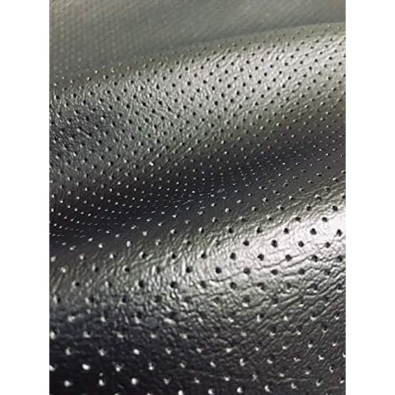 LUVFABRICS Fully Perforated Holes Marine Grade Upholstery Hospitality Automotive Faux Leather Vinyl Fabric (Black Black Black)