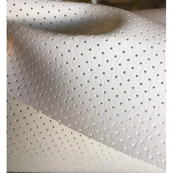 LUVFABRICS Fully Perforated Holes Marine Grade Upholstery Hospitality Automotive Faux Leather Vinyl Fabric (White)