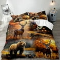 thumbnail image 1 of LUVIVIHOME 2PCS Brown Bear Moose Elk Deer Duvet Cover Twin Bedding Sets, Fall Woodland Animals Mallard Duck Rustic Cabin Country Farmhouse Hunting Lodge Quilt Bedspread Comforter Cover, 1 Pillow Sham, 1 of 7