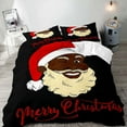 thumbnail image 1 of LUVIVIHOME 3PCS African American Santa Claus Christmas Duvet Cover Queen Bedding Set, Boys Girls Kids Bedding, Funny Winking Black Santa Holiday Xmas Gifts Black Comforter Quilt Cover, 2 Pillow Shams, 1 of 7