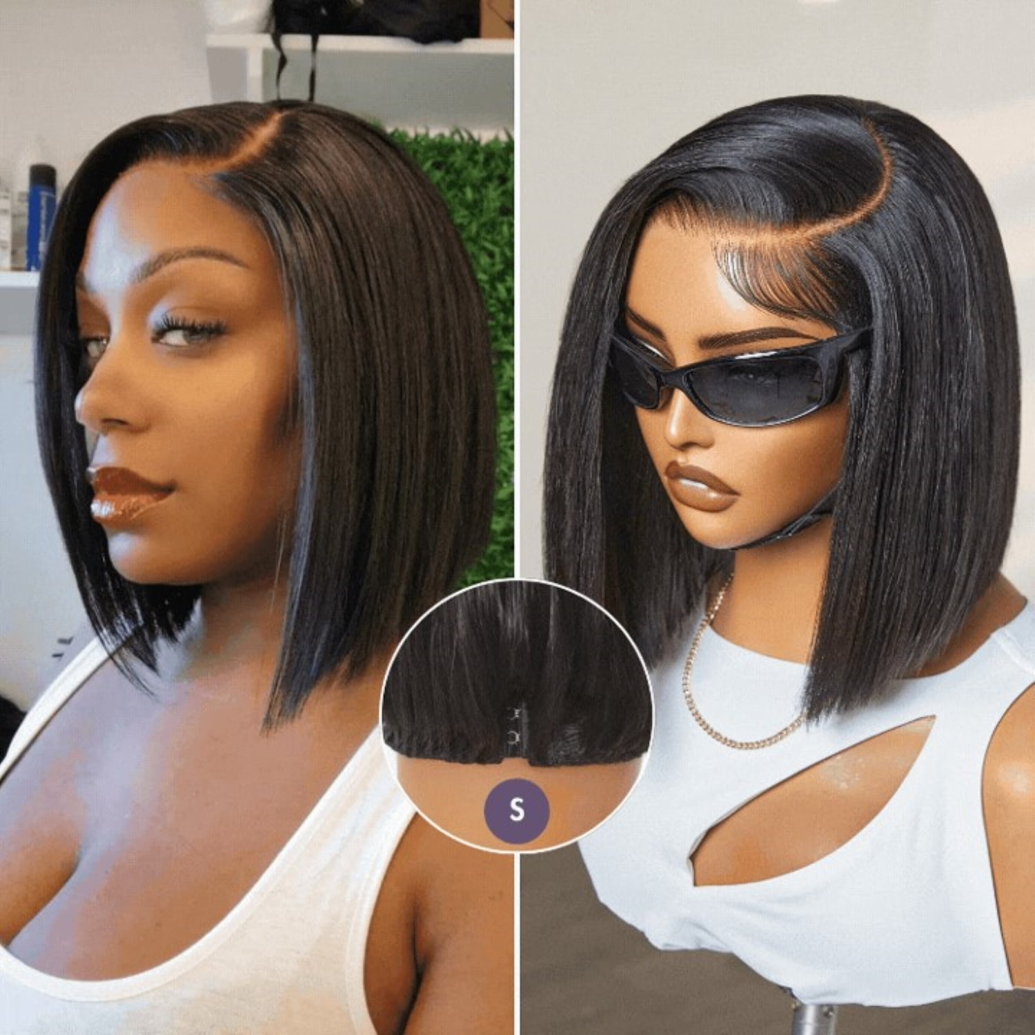 LUVME 10" All-Day Comfort Wig Blunt Cut Bob Glueless Minimalist HD Lace Short Human Hair Wig Pre-Cut Lace for Women 1pc