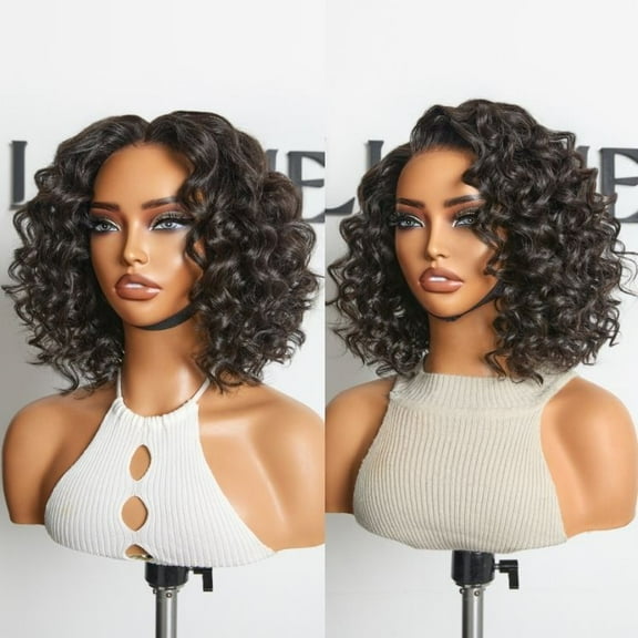 LUVME 12" Lightweight & Voluminous Beach Wave Glueless 13x4 Lace Front Short Wig Pre-Cut Lace for Women