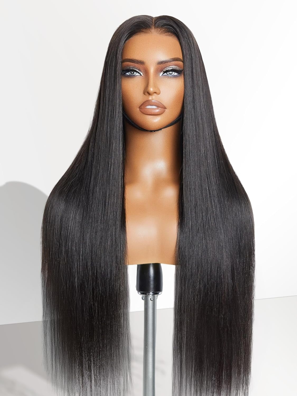 LUVME 13x4 Lace Frontal 10" Human Hair Wigs Glueless Long Silky Straight Narutal Black Precut Lace Pre-plucked Middle Part for Women
