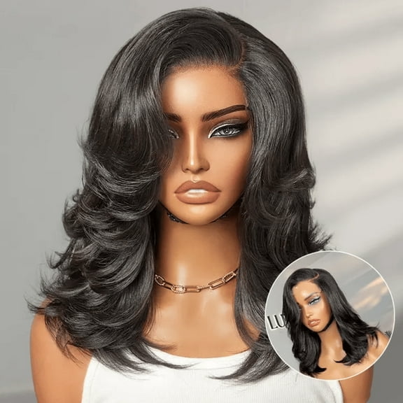 LUVME 8" Effortlessly Chic Layered Haircut Wavy Glueless HD Minimalist Lace Short Wig for Women
