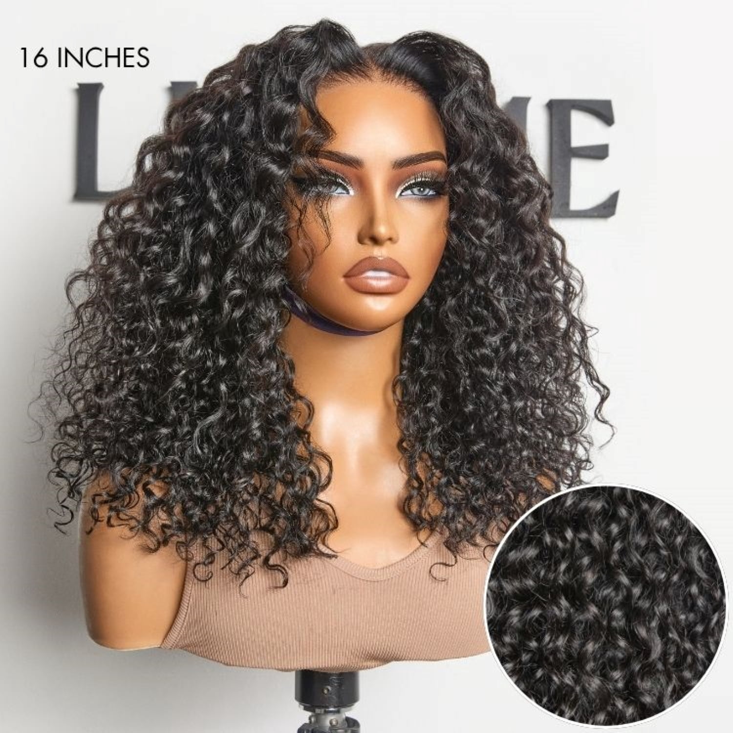 LUVME AiryFit™ Scalp Care Wigs | Effortless Water Wave Snugfit Glueless 5x5 Closure Pre-Cut Lace Curly Wig 20" Nature Black 1 pc for Woman