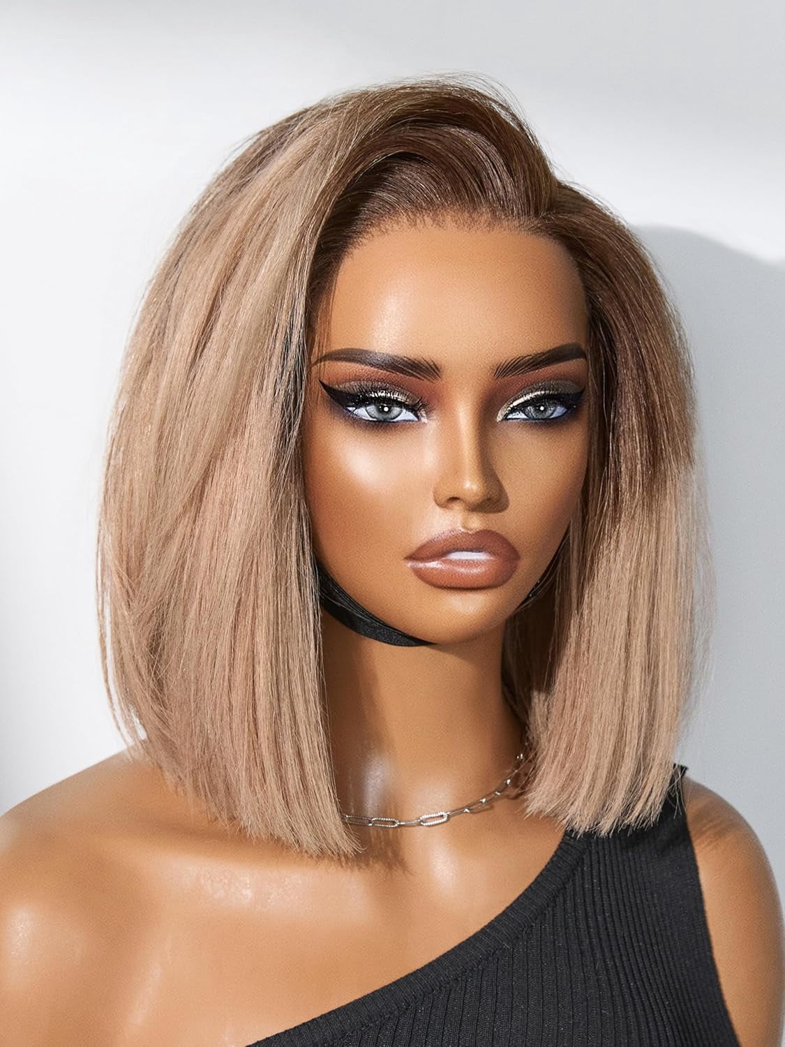 LUVME Bob Wig 100% Human Hair Wigs Glueless HD Lace Front 200% Density 10" Ash Blonde Pre Plucked for Women