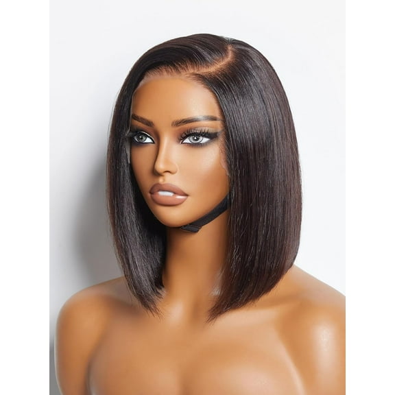 LUVME HAIR 10" Glueless Lace Front Bob Wig 100% Human Hair, 13x5x1 Side Part Straight Modern for Women