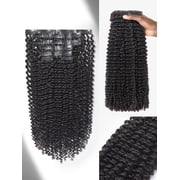LUVME Kinky Curly 18 Hair Extensions Clip ins for Women Full Head with 2 Pack Raw Virgin Hair