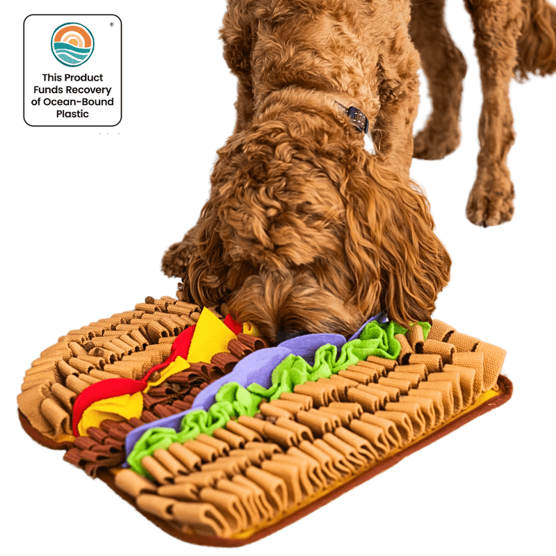 LUVMYFIDO Hamburger Enrichment Foraging Snuffle Mat for Dogs, Dog Puzzle Toy, Slow Feeder